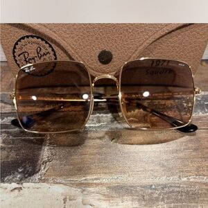 Ray-Ban Gold Frame Sunglasses with Brown Gradient Lenses